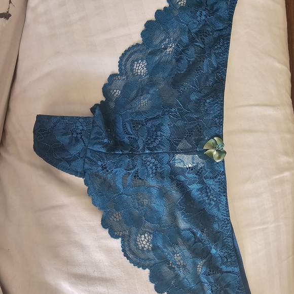 Peacock Teal Lace Tanga - Picture 2 of 3